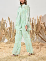 Mint Green Wrinkle Chiffon Bustier and Pant Set