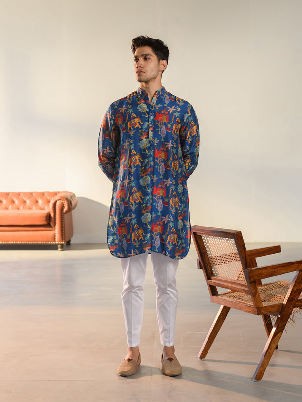 Jual Elephant Blue  Ganganagry Kurta For Men