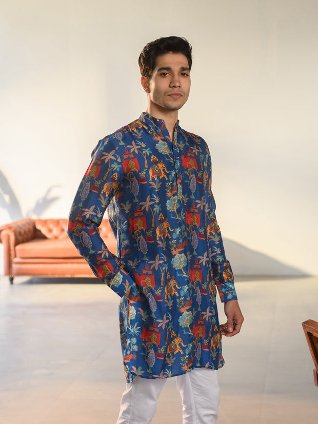 Jual Elephant Blue  Ganganagry Kurta For Men