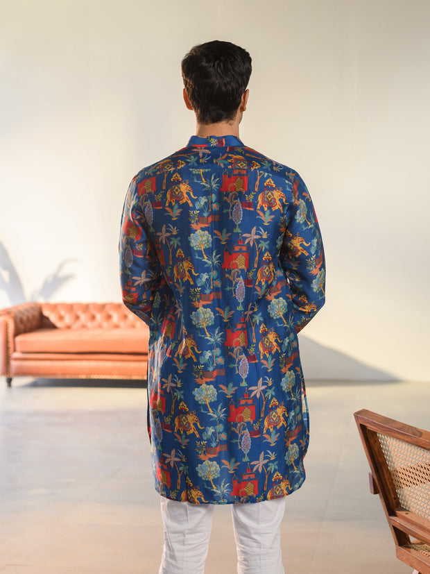 Jual Elephant Blue  Ganganagry Kurta For Men