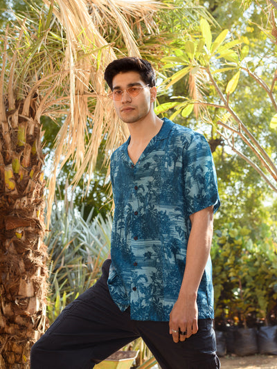 Beach Tiger  Hawaiin Collar OS Shirt For Men