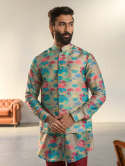 Juego  Horse Grey  Kurta Jacket Set For Men