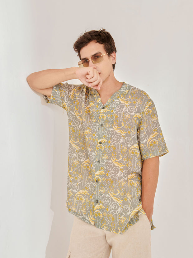 Dawn Chorus Oversize Hawaiian Collar Shirt