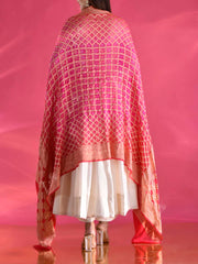 Red and Pink Georgette Zari Dupatta