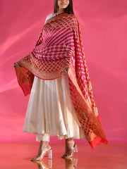 Red and Pink Georgette Zari Dupatta