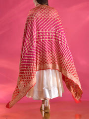 Red and Pink Georgette Zari Dupatta