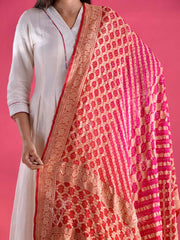 Red and Pink Georgette Zari Dupatta