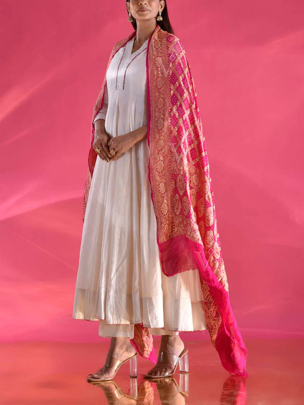 Pink Georgette Zari Dupatta