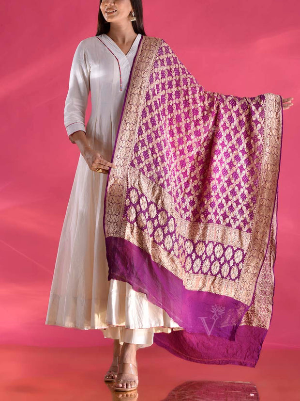 Violet Georgette Zari Dupatta