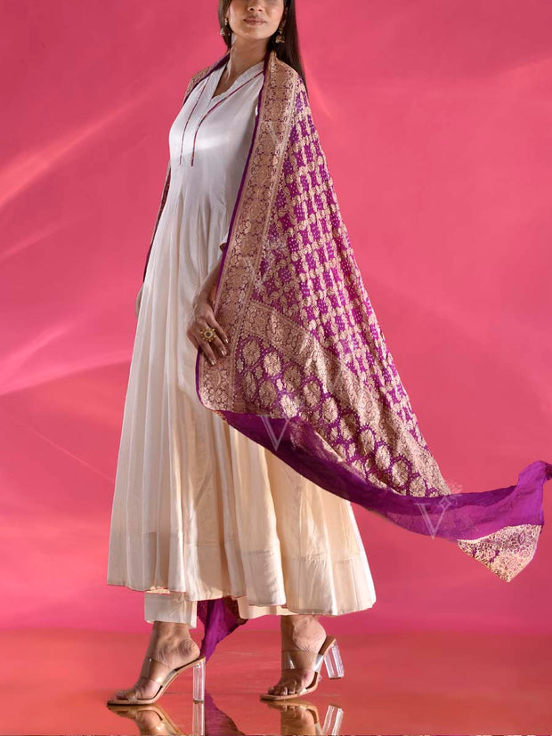 Violet Georgette Zari Dupatta