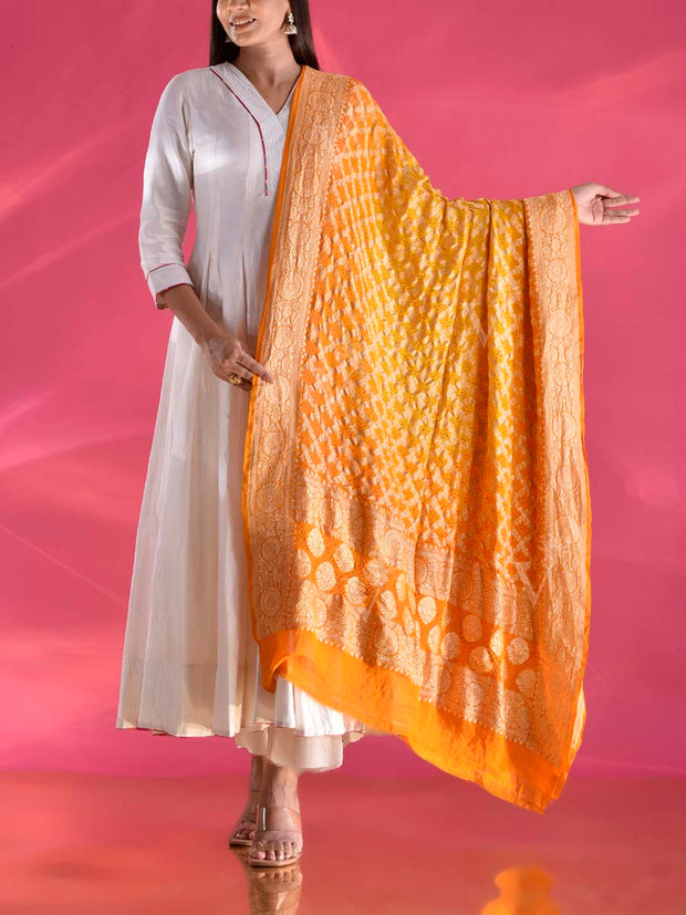 Yellow Georgette Zari Dupatta