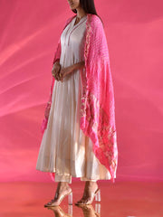 Pink Gajji Silk Zari Dupatta