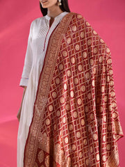 Maroon  Georgette Zari Dupatta