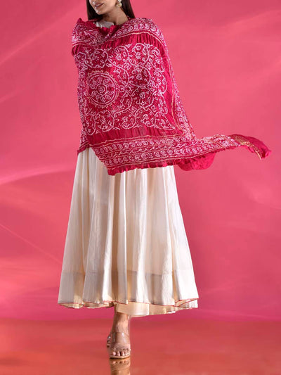 Pink Gajji Silk Zari Dupatta