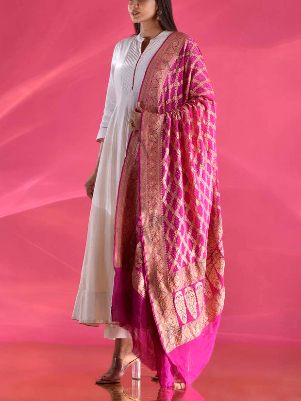 Purple Georgette Zari Dupatta