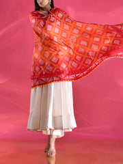 Red and Orange Zari Dupatta