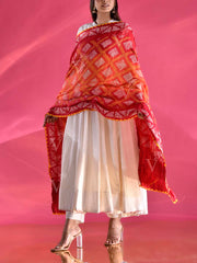 Red and Orange Zari Dupatta