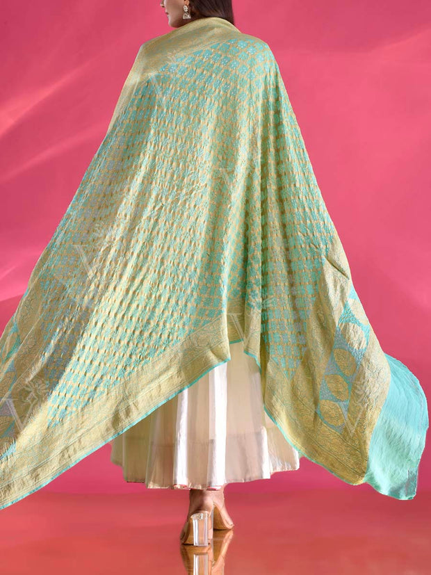 Turquoise Georgette Zari Dupatta