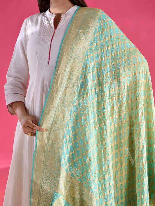 Turquoise Georgette Zari Dupatta