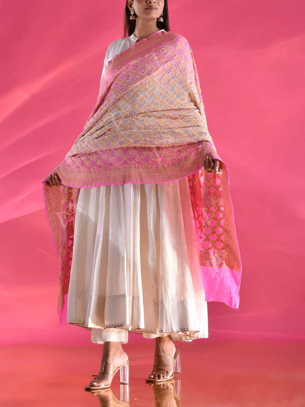 Pink Georgette Zari Dupatta