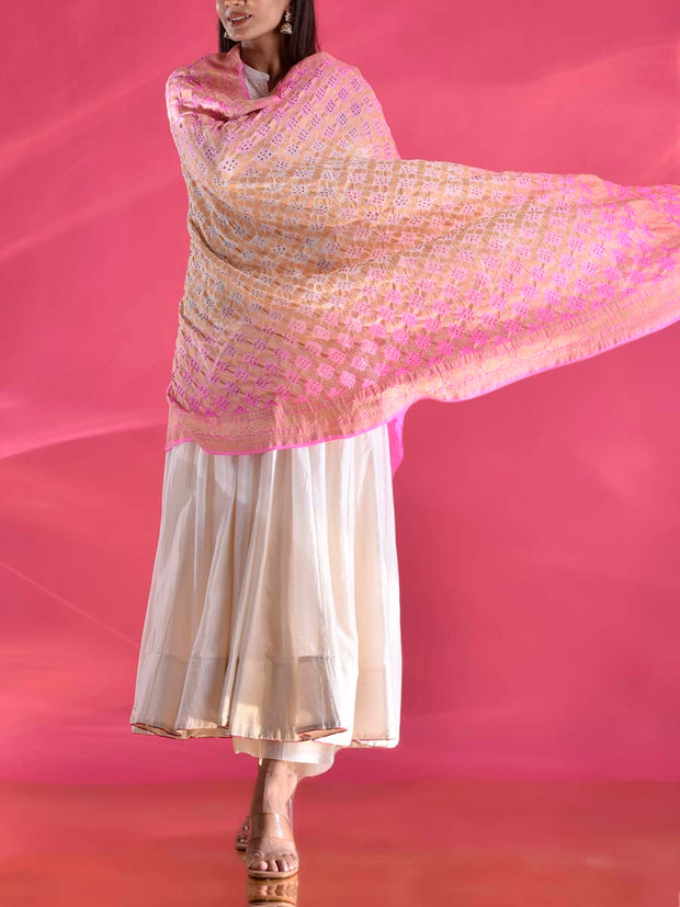 Pink Georgette Zari Dupatta