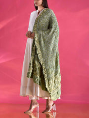 Green Gajji Silk Zari Dupatta