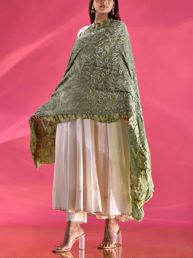 Green Gajji Silk Zari Dupatta