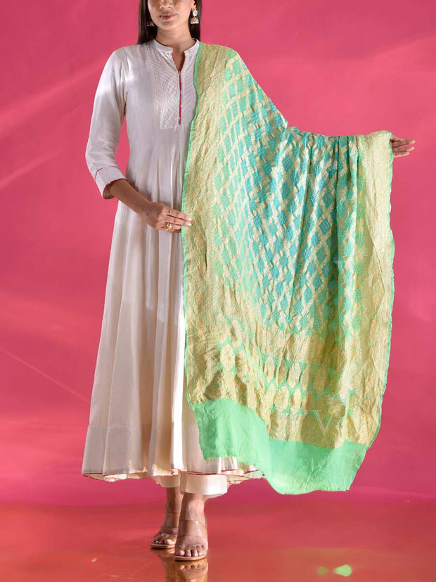 Green Georgette Zari Dupatta