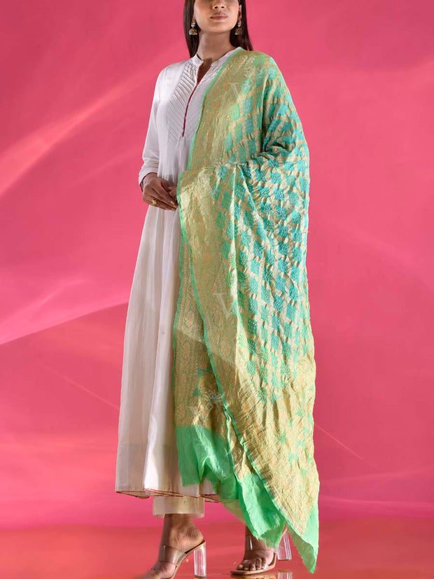 Green Georgette Zari Dupatta