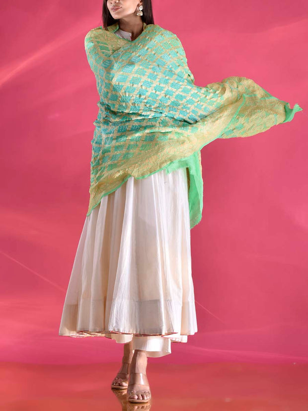 Green Georgette Zari Dupatta