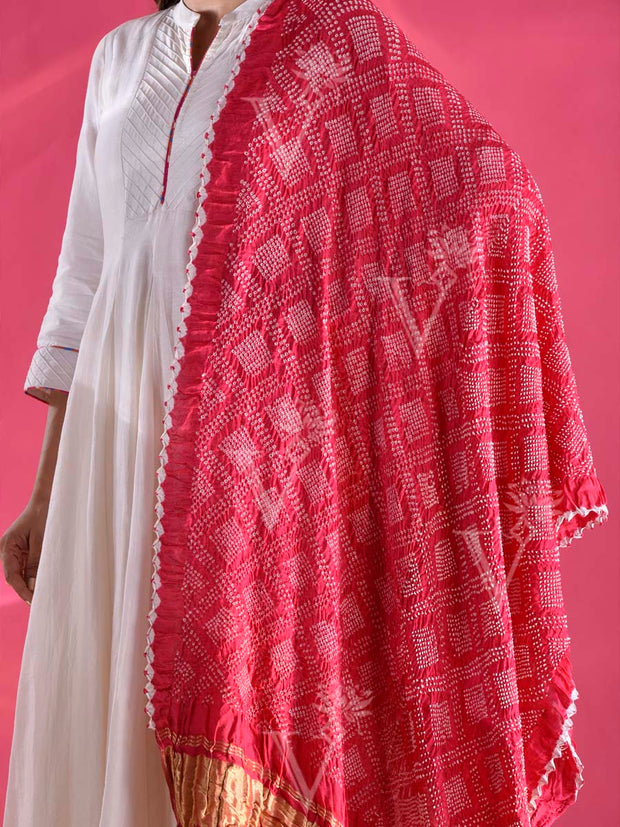 Pink Zari Dupatta