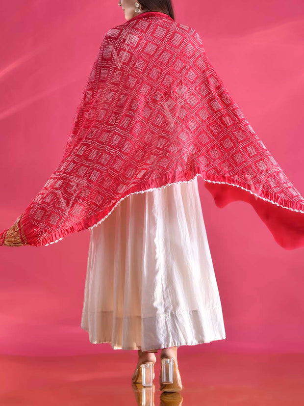 Pink Gajji Silk Zari Dupatta