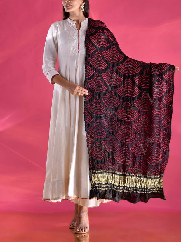 Black Gajji Silk Zari Dupatta