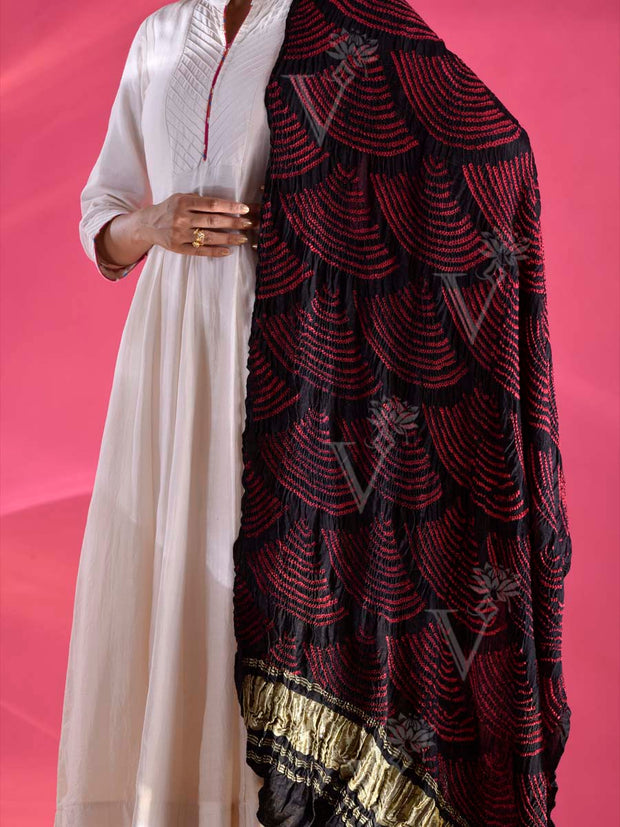 Black Gajji Silk Zari Dupatta