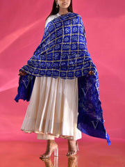 Blue Gajji Silk Zari Dupatta