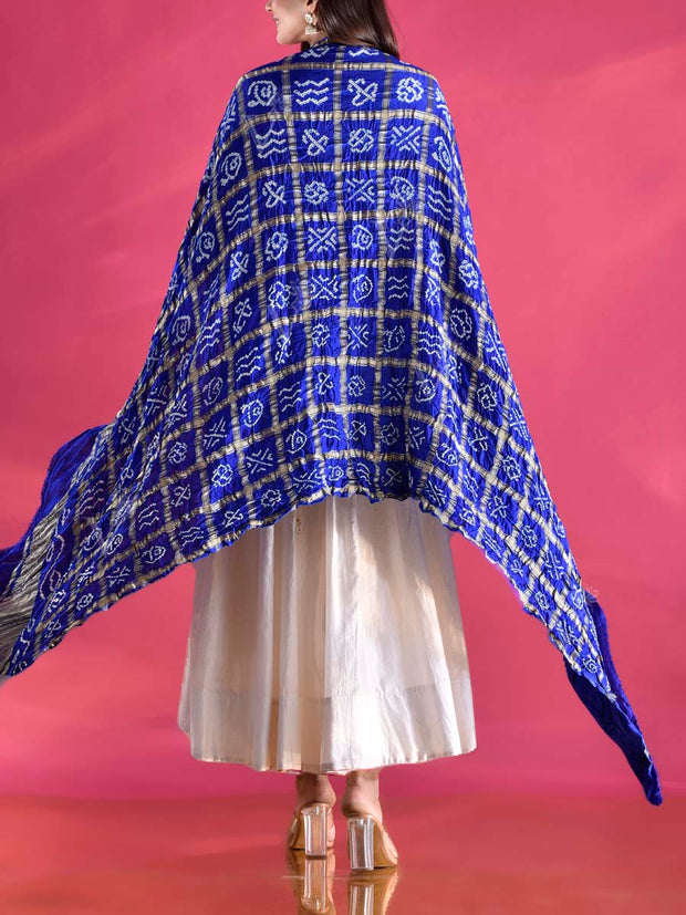 Blue Gajji Silk Zari Dupatta