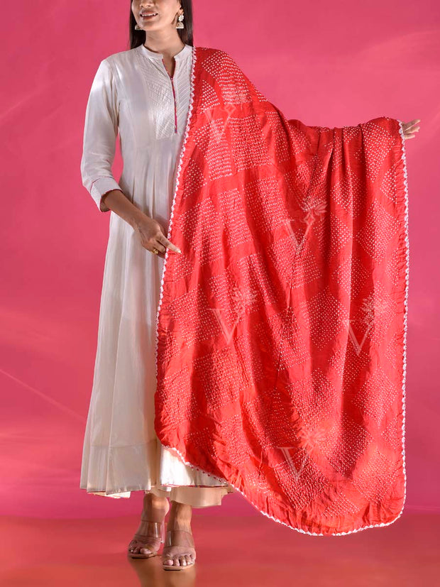 Red  Zari Dupatta