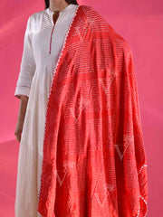 Red Gajji Silk Zari Dupatta