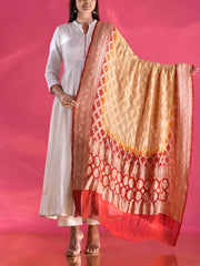 Red and Yellow Georgette Zari Dupatta