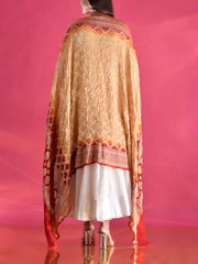 Red and Yellow Georgette Zari Dupatta