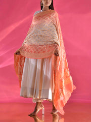 Orange and Peach Georgette Zari Dupatta