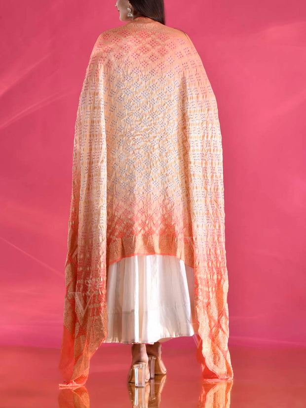 Orange and Peach Georgette Zari Dupatta