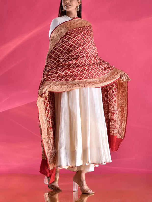 Maroon  Georgette Zari Dupatta