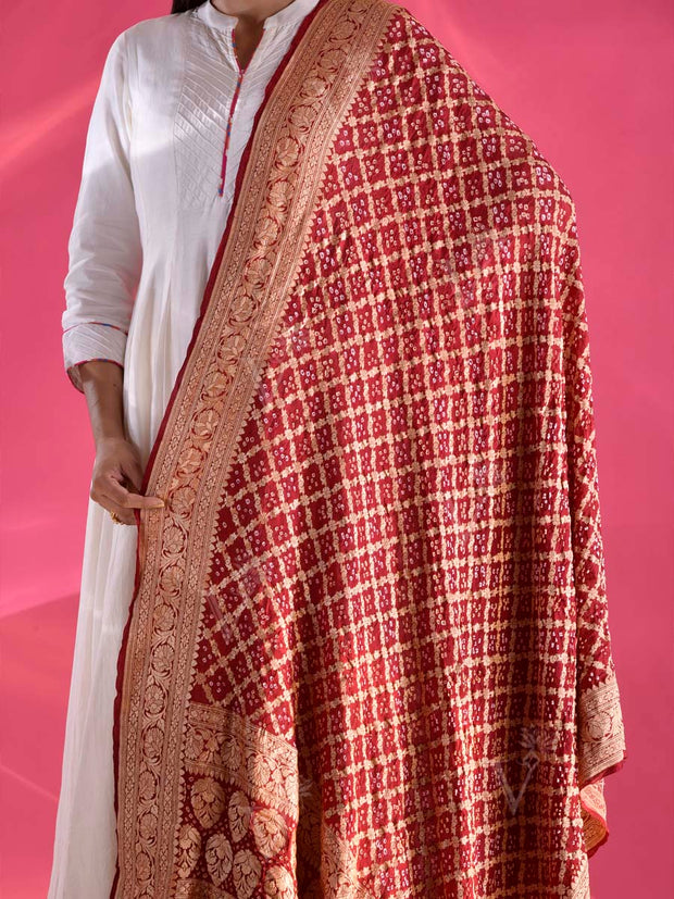 Maroon  Georgette Zari Dupatta