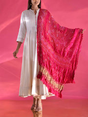 Pink Gajji Silk Zari Dupatta