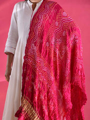 Pink Gajji Silk Zari Dupatta