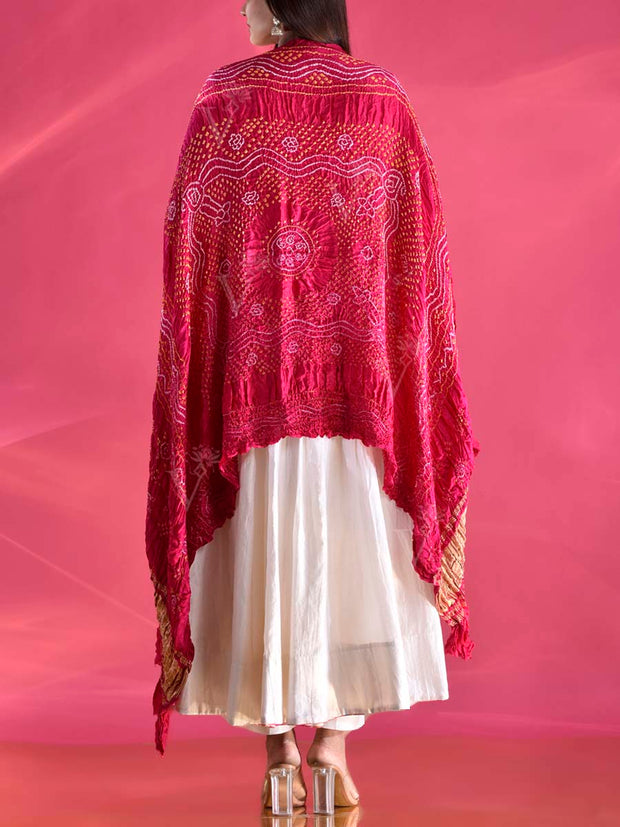 Pink Gajji Silk Zari Dupatta