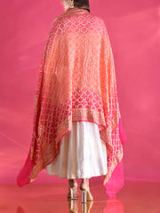 Pink and Peach Georgette Zari Dupatta