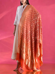 Red and Orange Georgette Zari Dupatta