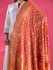 Red and Orange Georgette Zari Dupatta